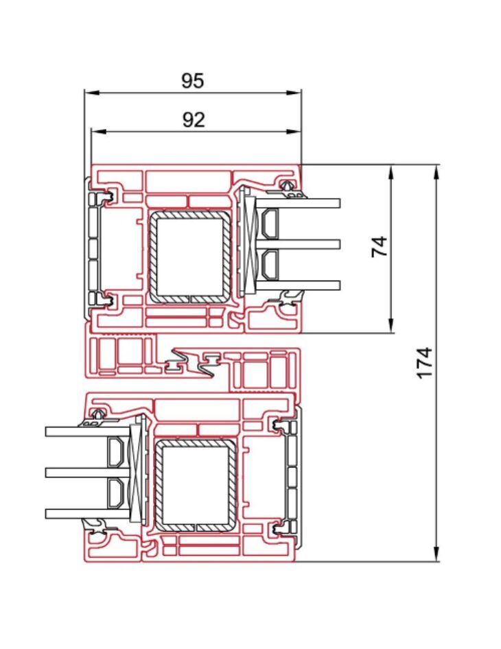 2400 Quin Line 74 Edge Mittelstoß mit Maßen 002